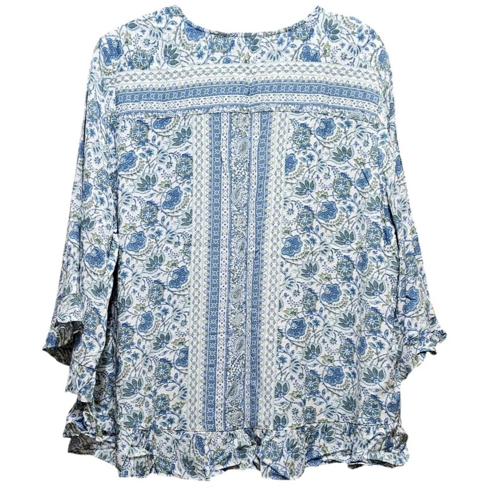 Cynthia‎ Rowley Women's Blue & White Floral Print Blouse Size IX - Picture 4 of 11